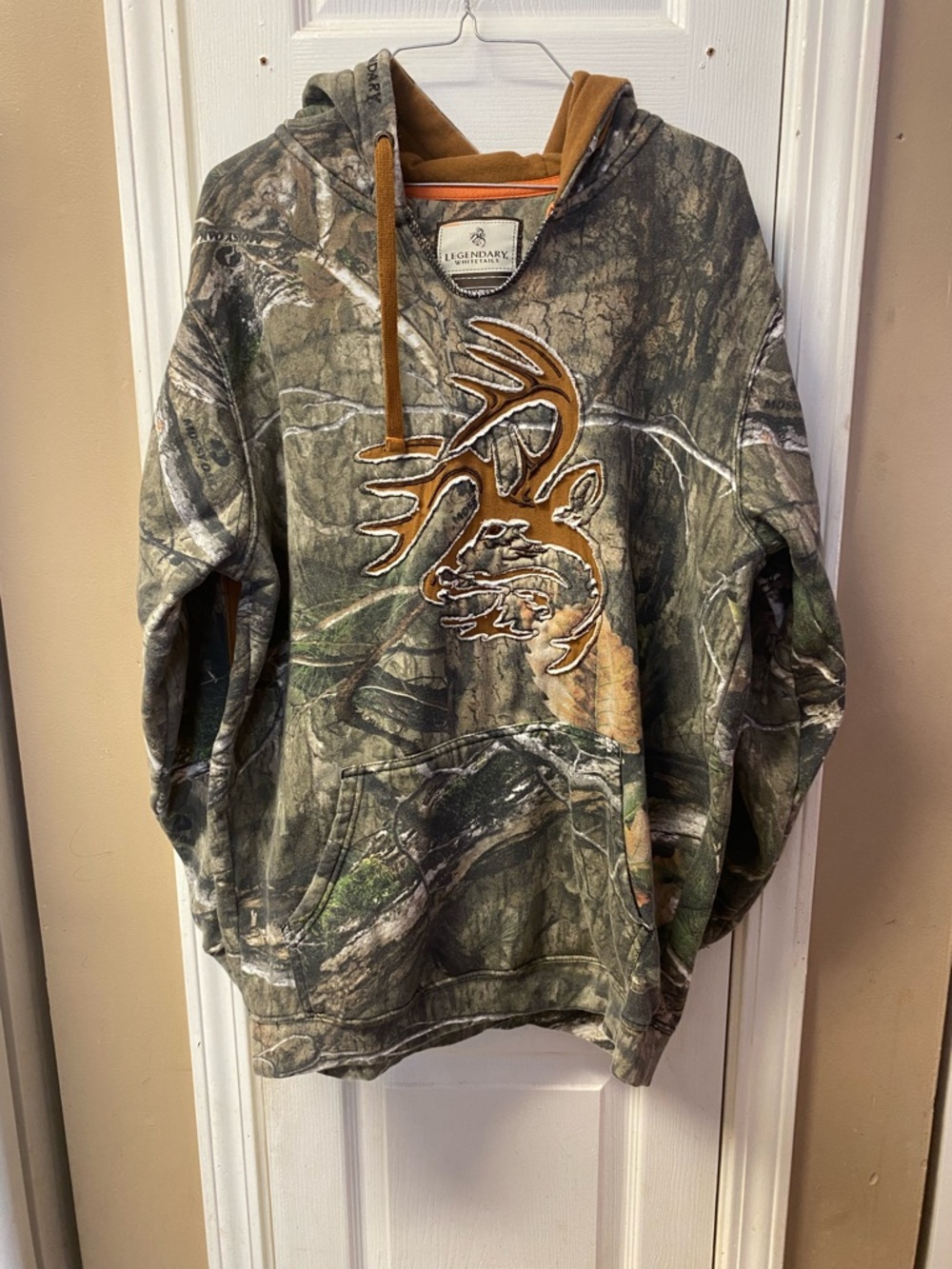 Legendary Whitetails Camo Hoodie in Brown and Orange Accents